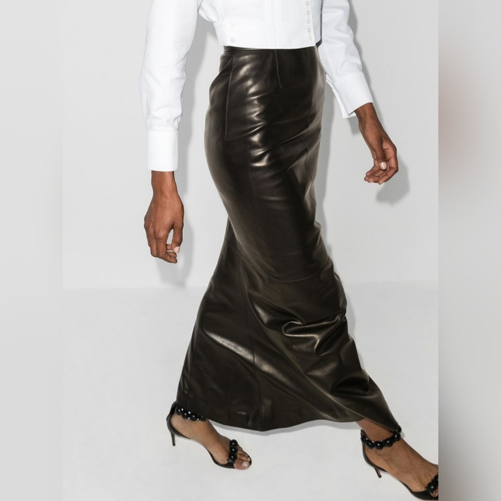 Alaia Leather Maxi skirt size XL (44) BNWT - Picture 3 of 11